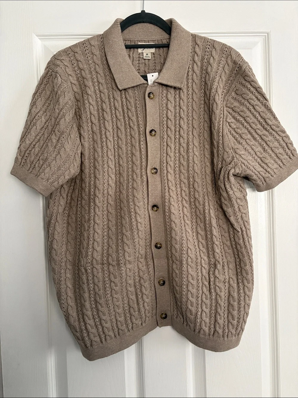 J. Crew Cable Knit Short-Sleeve Cardigan in Taupe - NWOT